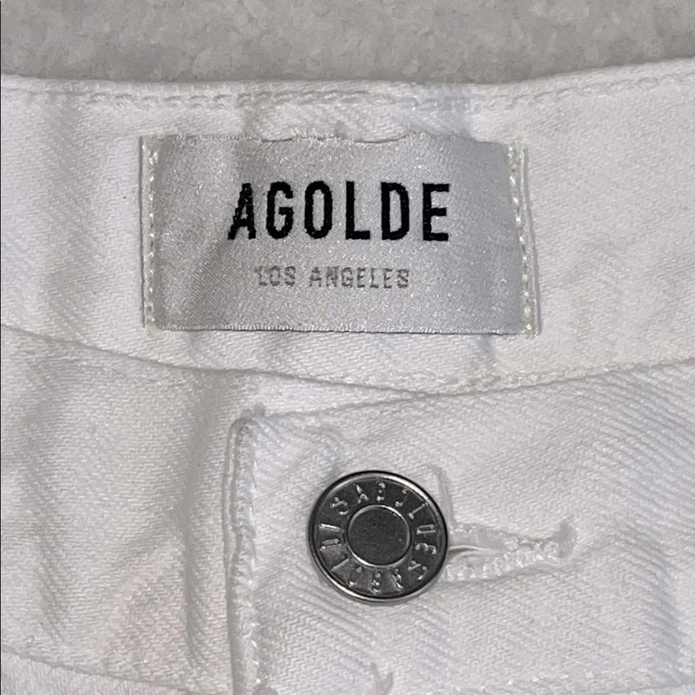 Agolde Parker Long Short High Rise Denim Shorts White Dough Size 32 NWT‎